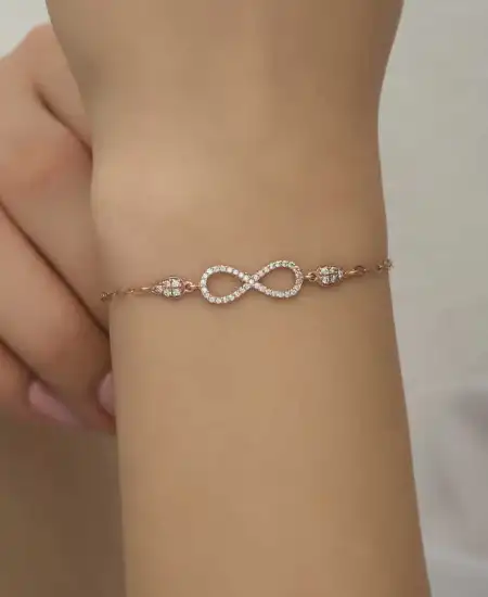 Gümüş Rose Sonsuzluk Kadın Bileklik