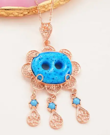 Gümüş Rose Süryani Gözü Kadın Kolye