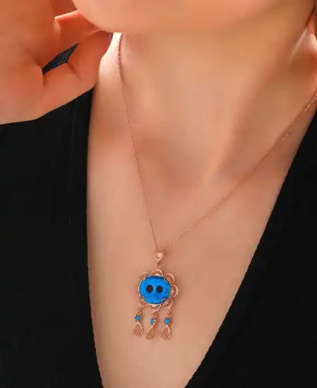 Gümüş Rose Süryani Gözü Kadın Kolye