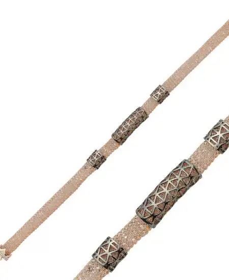 Gümüş Rose Taşlı File Bayan Bileklik