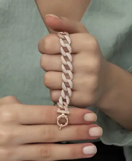 Gümüş Rose Taşlı Gurmet Bayan Bileklik