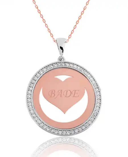 Gümüş Rose Taşlı Kişiye Özel İsimli Kolye