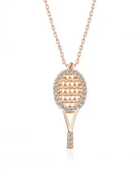 Gümüş Rose Tenis Raketi Bayan Kolye