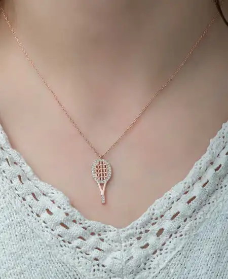 Gümüş Rose Tenis Raketi Bayan Kolye