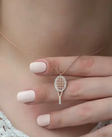 Gümüş Rose Tenis Raketi Bayan Kolye