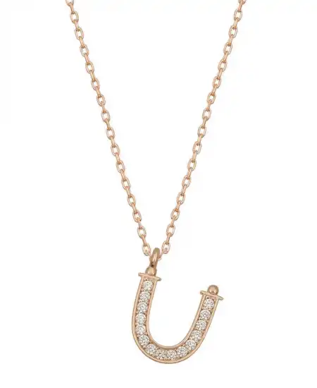 Gümüş Rose Ü Harfi Kadın Kolye