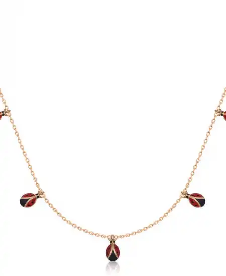 Gümüş Rose Uğur Böceği Şans Kadın Kolye