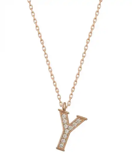 Gümüş Rose Y Harfi Kadın Kolye