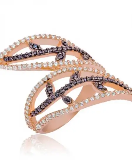 Gümüş Rose Yaprak Bayan Yüzük