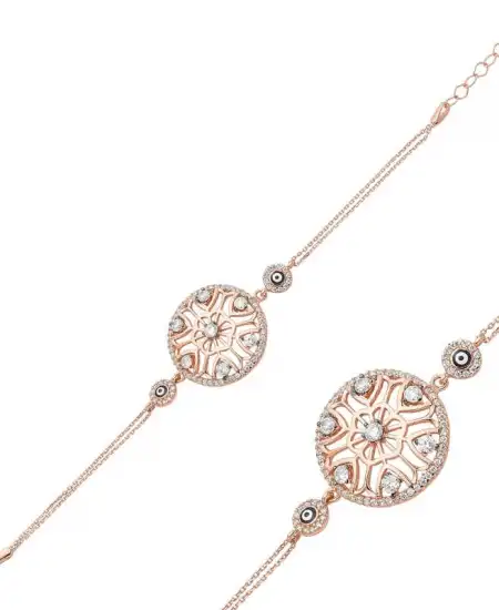 Gümüş Rose Yaşam Çiçeği Bayan Bileklik