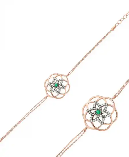 Gümüş Rose Yaşam Çiçeği Bayan Bileklik