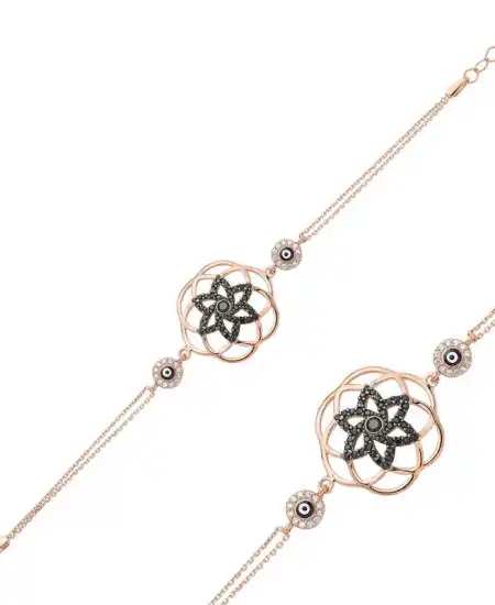 Gümüş Rose Yaşam Çiçeği Bayan Bileklik