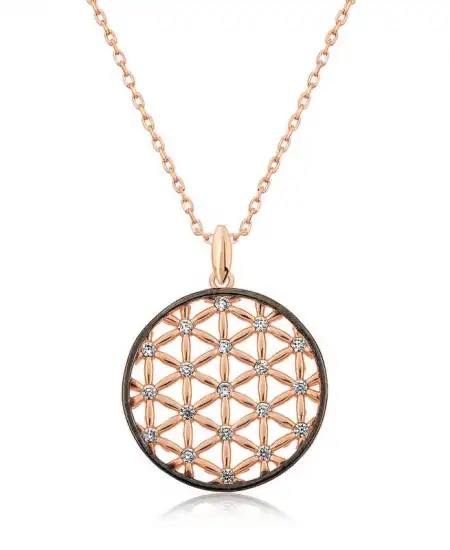 Gümüş Rose Yaşam Çiçeği Kolye