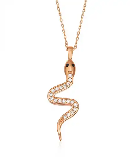 Gümüş Rose Yılan Bayan Kolye