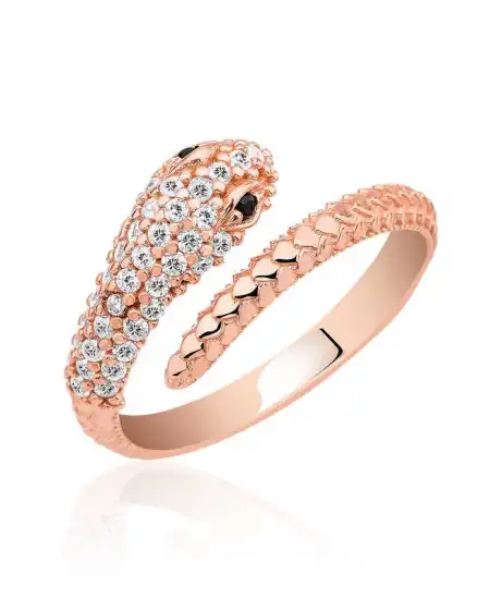 Gümüş Rose Yılan Yüzük