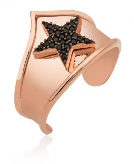 Gümüş Rose Yıldız Desenli Eklem Yüzük