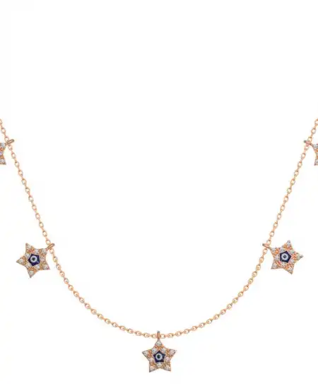 Gümüş Rose Yıldız Nazarlı Şans Kadın Kolye