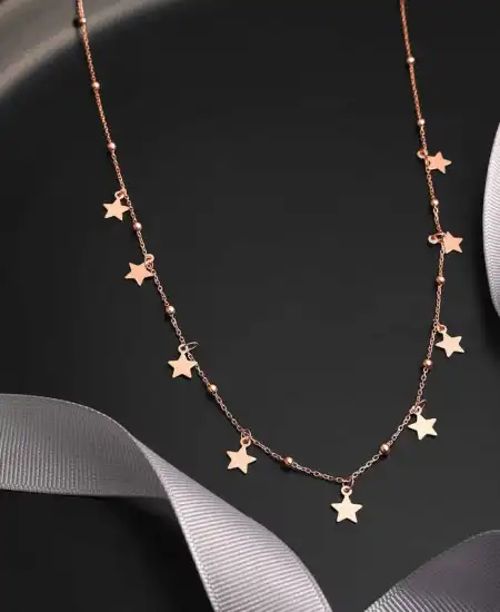 Gümüş Rose Yıldızlı Dorika Kadın Kolye