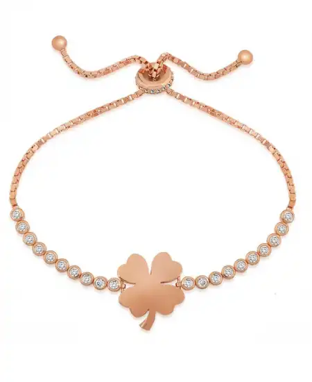 Gümüş Rose Yonca Asansör Bileklik