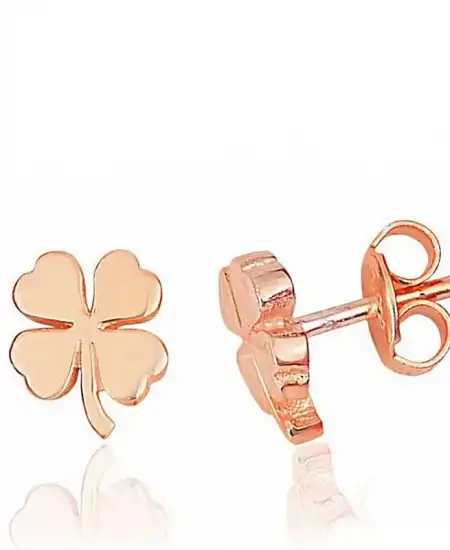 Gümüş Rose Yonca Çivili Kadın Küpe