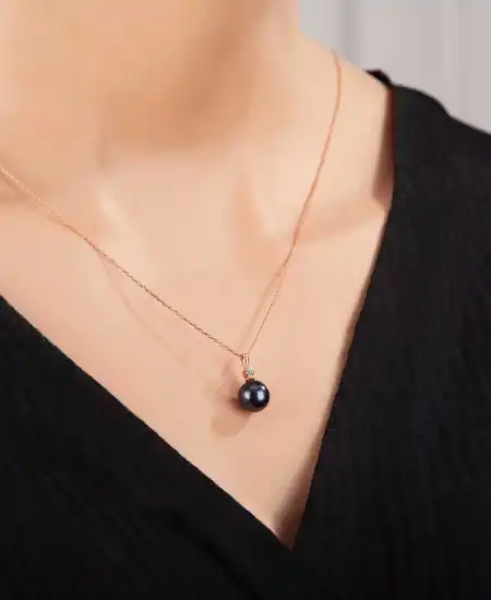 Gümüş Rose Yuvarlak İnci Kadın Kolye