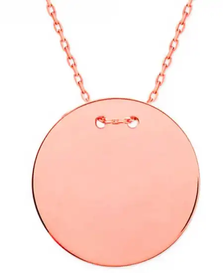 Gümüş Rose Yuvarlak Plaka Kolye