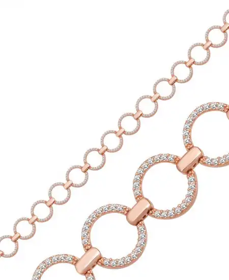 Gümüş Rose Yuvarlak Taşlı Kadın Bileklik