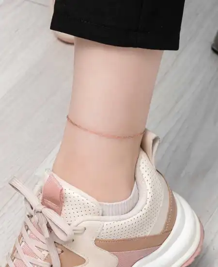 Gümüş Rose Zincir Desenli Halhal