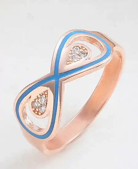 Gümüş Rose Zirkon Taşlı Sonsuzluk Kadın Yüzük