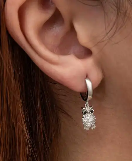 Gümüş Sallantılı Baykuş Kadın Küpe