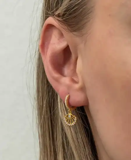 Gümüş Sallantılı Gold Göz Kadın Küpe