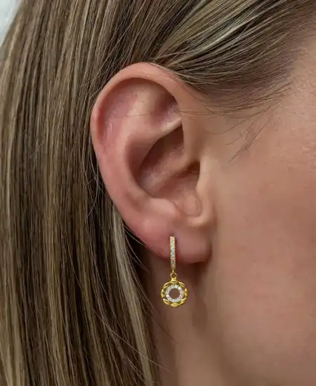 Gümüş Sallantılı Gold Halka Kadın Küpe