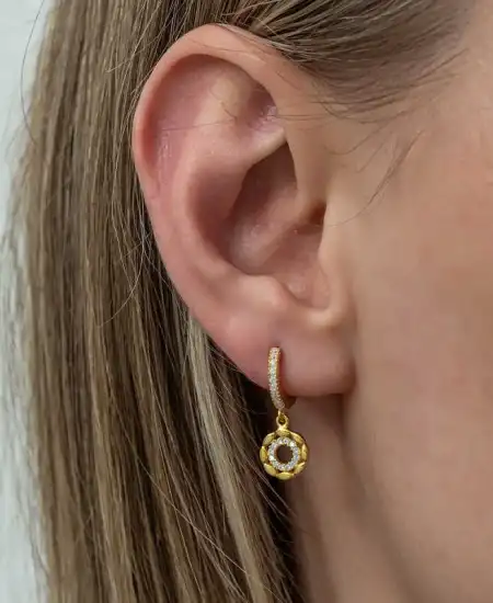 Gümüş Sallantılı Gold Halka Kadın Küpe