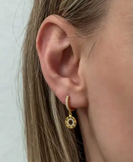 Gümüş Sallantılı Gold Halka Kadın Küpe