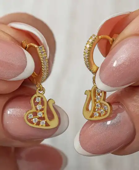 Gümüş Sallantılı Gold Kuğu Kadın Küpe