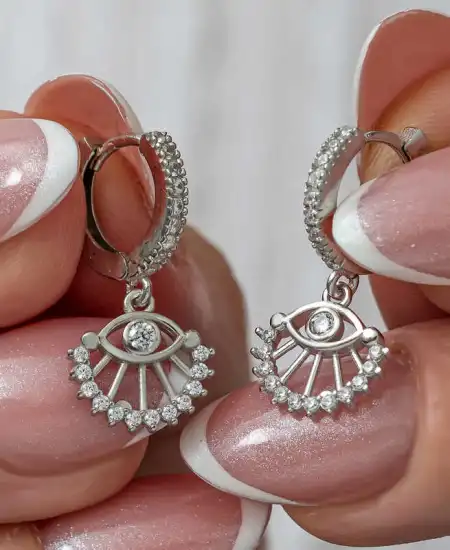 Gümüş Sallantılı Göz Kadın Küpe