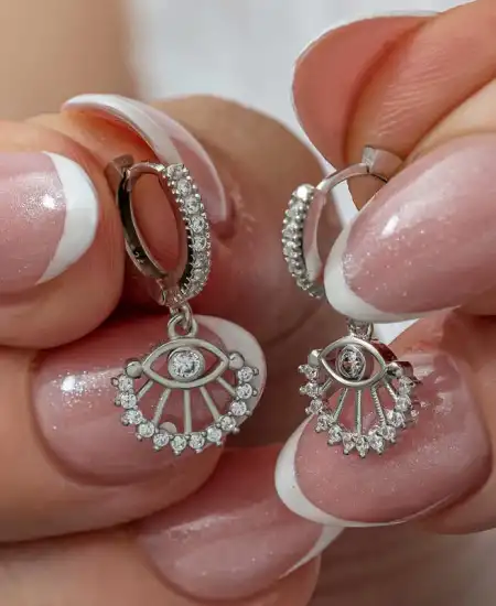 Gümüş Sallantılı Göz Kadın Küpe