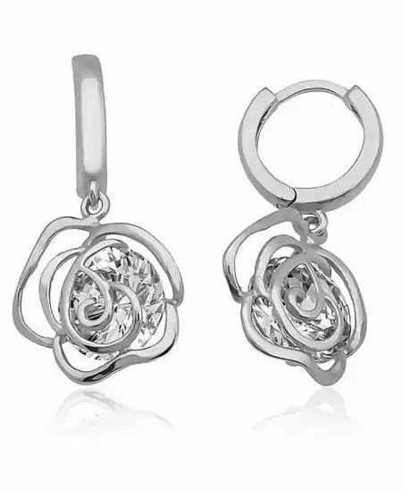 Gümüş Sallantılı Gül Kadın Küpe