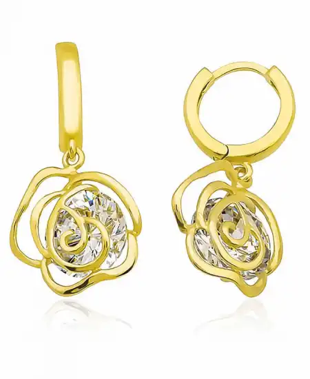 Gümüş Sallantılı Gül Kadın Küpe