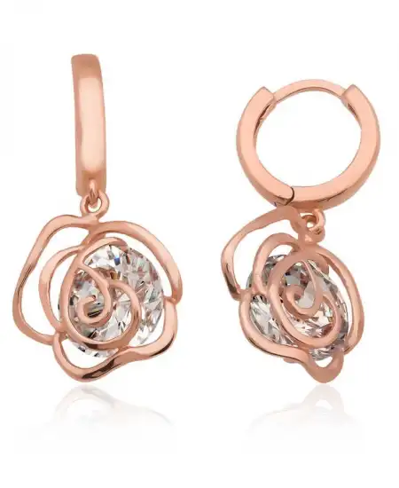 Gümüş Sallantılı Gül Küpe