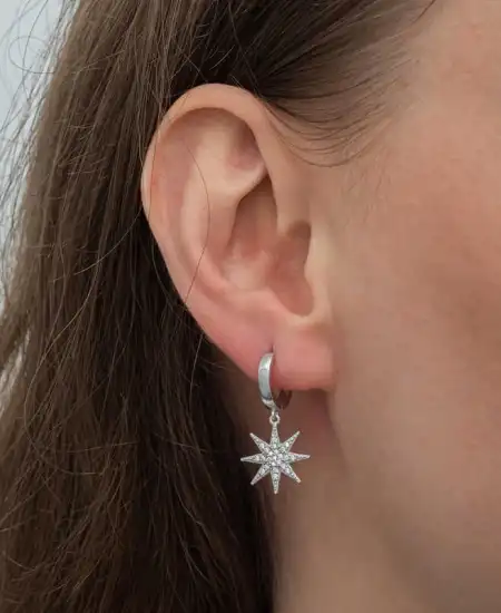 Gümüş Sallantılı Kutup Yıldızı Kadın Küpe