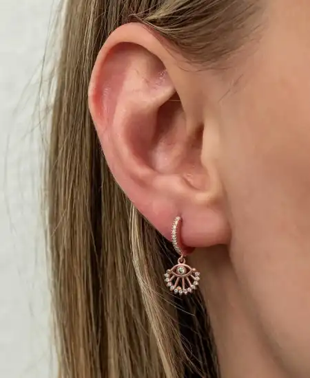 Gümüş Sallantılı Rose Göz Kadın Küpe