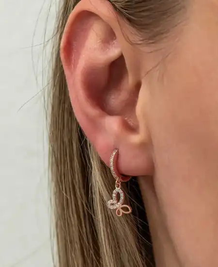 Gümüş Sallantılı Rose Kelebek Kadın Küpe