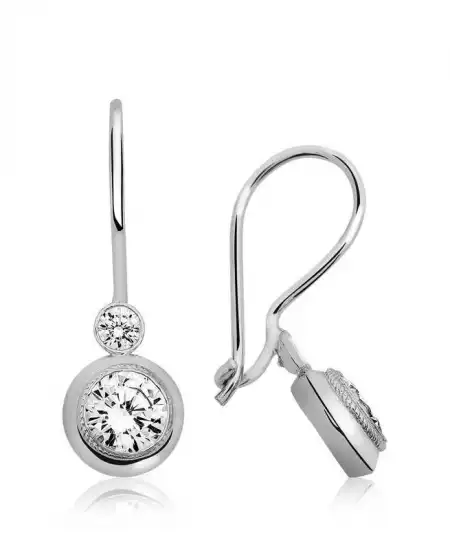 Gümüş Sallantılı Tek Taş Küpe