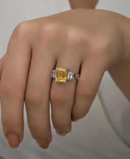 Gümüş Sarı Baget Taşlı Bayan Yüzük