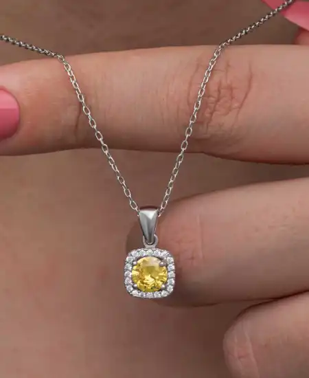 Gümüş Sarı Baget Taşlı Kadın Kolye