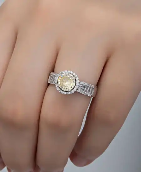 Gümüş Sarı Tek Taş Kadın Yüzük