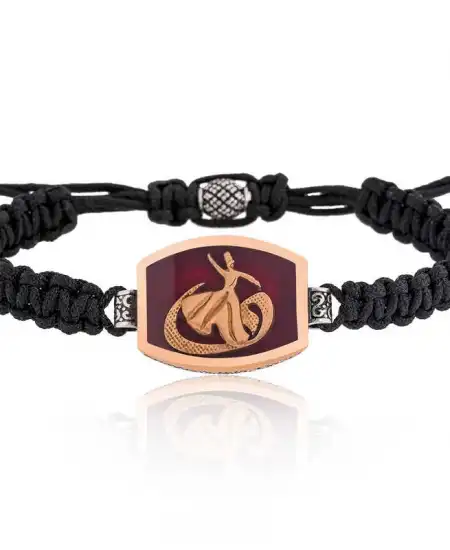 Gümüş Semazen Vav Desenli Makrome Erkek Bileklik