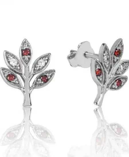 Gümüş Sevgi Dalı Çivili Küpe