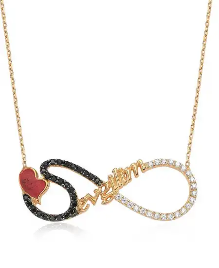 Gümüş Sevgilim Yazılı Sonsuzluk Bayan Kolye